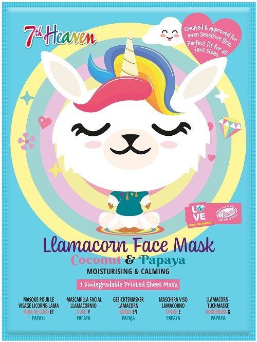 Produktbild 7th Heaven Llamacorn Sheet Face Masks Skincare Set für Kinder ab 8 Jahren Coconut & Papaya Calming Hydrati