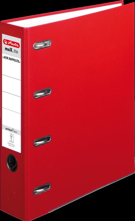 Actual product image Herlitz PP double file maX.file, spine width: 70 mm, red double DIN A5 cross file, PP plastic cover (A4, 70 mm, 1 Piece)