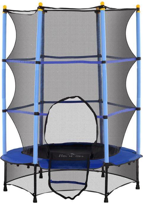 Actual product image Swisshandel24 Kinder Trampolin Ø140 cm, Trampolin für Kinder 3-10 Jahre, Gartentrampolin, blau (140 cm)