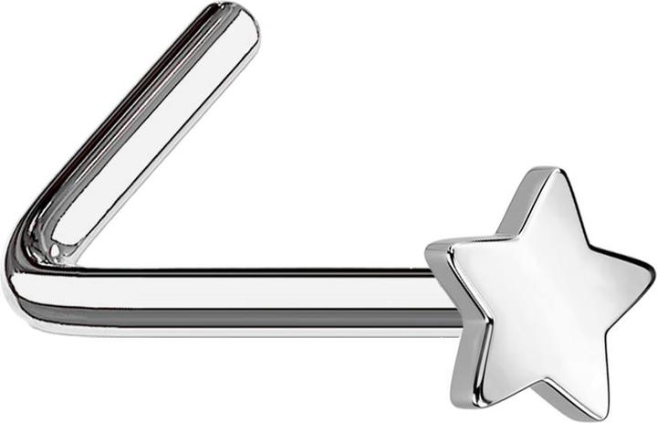 Actual product image Star Piercing Nose stud angled silver with star (Titanium G23, without brass)