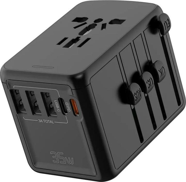 Image du produit PhoneLook Adaptateur de voyage 35W multiprise UE-UK-US-AU 3x USB-A et 2x USB-C PowerDelivery
