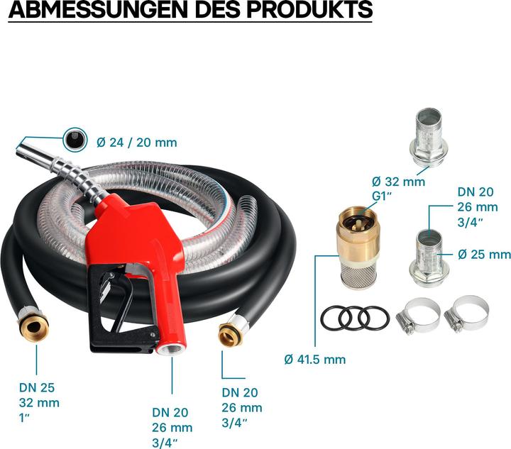 Produktbild Wiltec Heizöl- und Dieselpumpe 230V/550W 50l/min selbstansaugend Pumpe Pistole