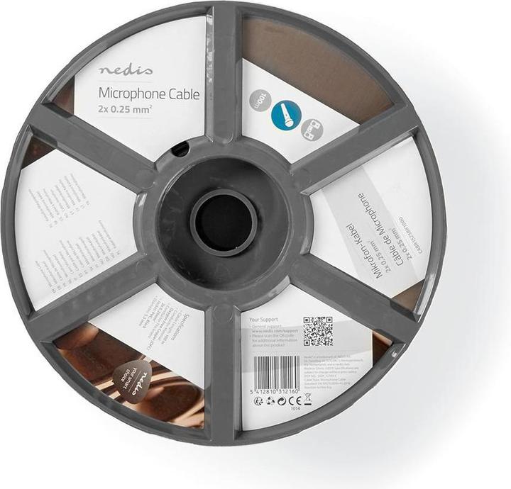Immagine prodotto Nedis Cavo microfonico| 2x 0,25 mm²| rame| 100,0 m| rotondo| PVC| Nero| - Prolunga