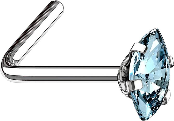 Produktbild Star Piercing Nasenstecker gewinkelt silber Oval Kristall aqua gefasst (Chirurgenstahl 316L, ohne Messing)