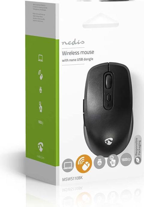 Produktbild Nedis Mouse | Drahtlos | 800 / 1200 / 1600 dpi | Einstellbar DPI | Anzahl Knöpfe: 6 | Rechtshändig (Kabellos)