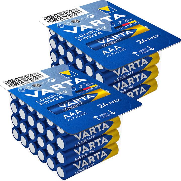 Actual product image Varta Set of 2 Longlife Power alkaline batteries type AAA / Micro, 1.5 volt, 2x 24-pack (24 pcs., AAA)