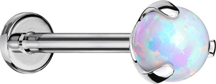 Produktbild Star Piercing Micro Threadless Labret silber mit Kugel Opal weiss gefasst (Titan G23, ohne Messing)