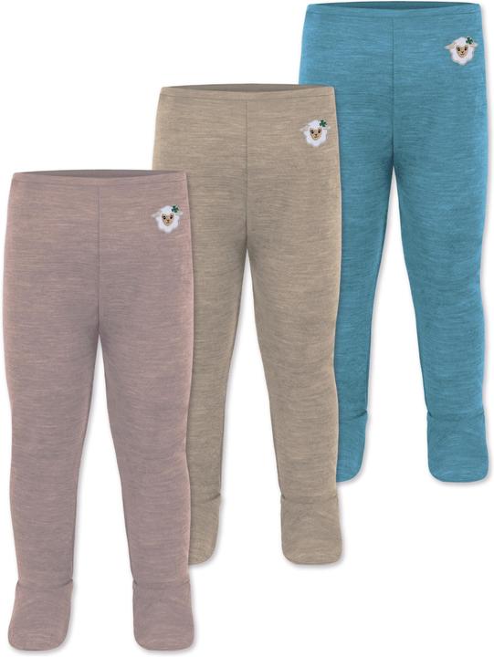 Normani 3er Pack Baby Merino Unterhose mit Füssen - 9543