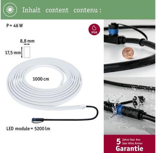 Produktbild Paulmann Outdoor Plug & Shine Stripe Smooth (Warmweiss, 1000 cm, Indoor, Outdoor)