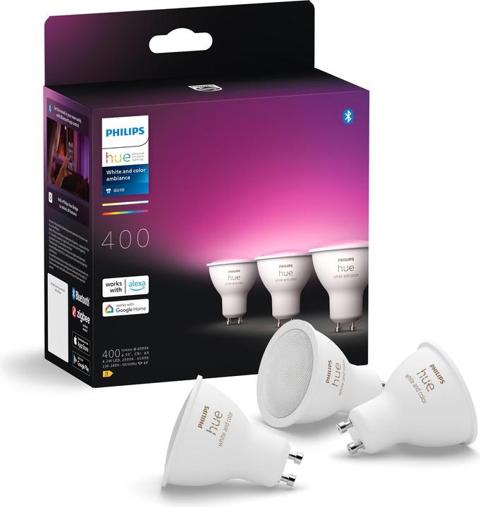 Image du produit Philips Hue White & Color Ambiance (GU10, 4.20 W, 400 lm, 3 x, E)