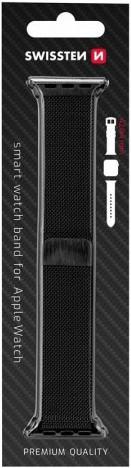 Productafbeelding Swissten Mesh band voor apple watch 42-44 mm zwart (42 mm, 44 mm, Roestvrij staal)