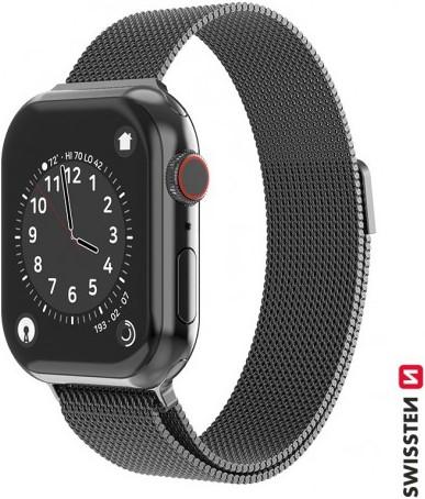 Productafbeelding Swissten Mesh band voor apple watch 42-44 mm zwart (42 mm, 44 mm, Roestvrij staal)
