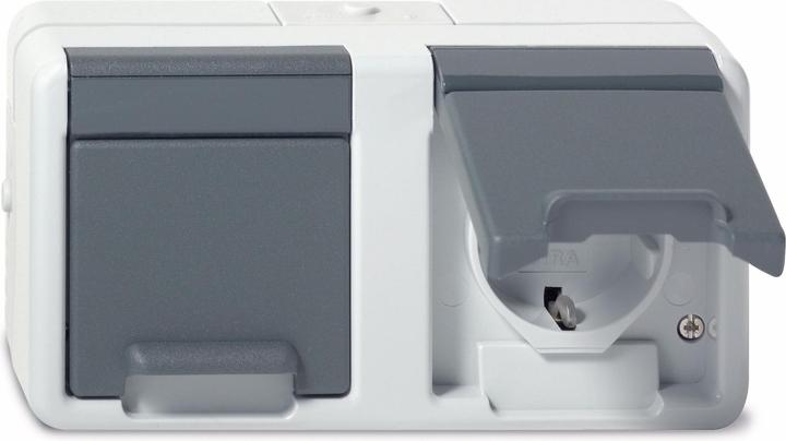 Gira Doppel-SCHUKO-Steckdose 078130 WG Aufputz waagerecht grau