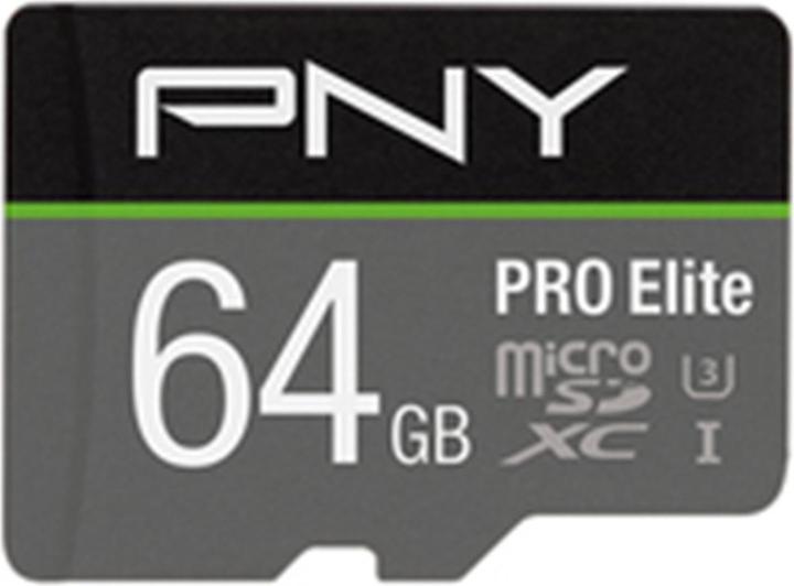 Actual product image PNY Pro Elite (64 GB, microSDXC, U3, UHS-I)
