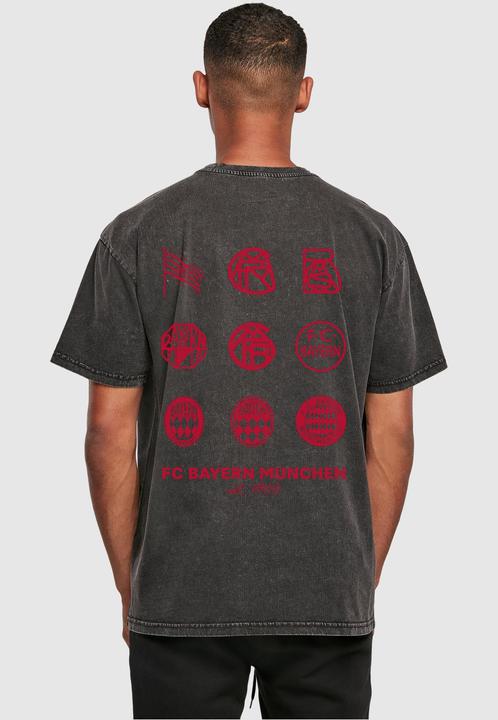 Produktbild FC Bayern München Logo History Red Acid Washed Heavy Oversize Tee - 118295 (L)