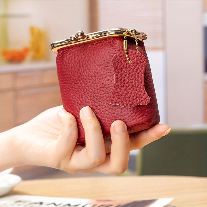 Actual product image Only-Bags.Store Vintage genuine leather mini handbag organiser with secure kiss lock - spacious purse