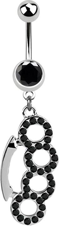 Produktbild Star Piercing Banane silber mit Anhänger Schlagring schwarz (Chirurgenstahl 316L, ohne Messing)