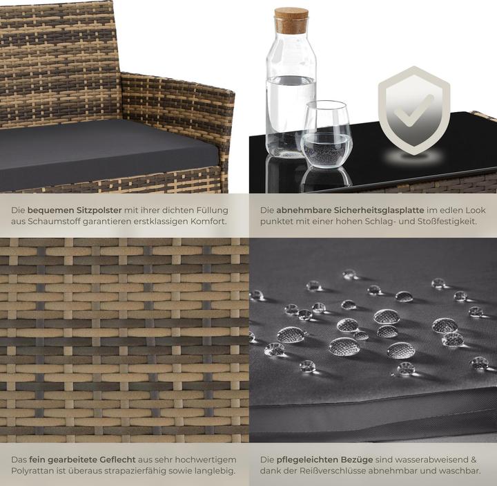 Image du produit tectake Salon de jardin en rotin Palese pour 4 personnes