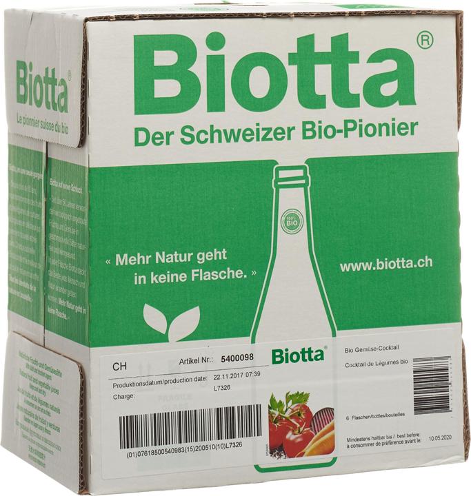 Immagine prodotto Biotta Cocktail di verdure biologico (6 x 50 cl)