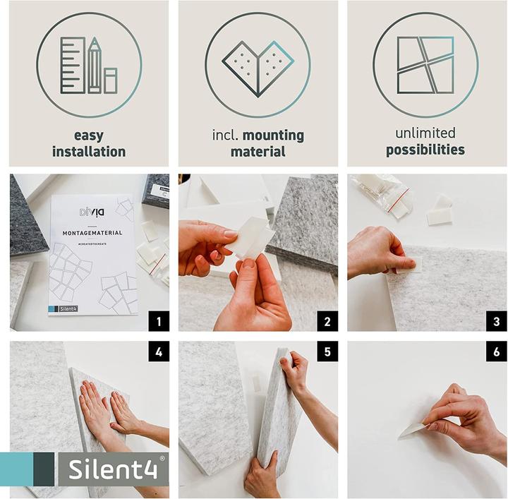 Produktbild Silent4 Schallabsorber Wand-Set Little16, Hellgrau (16 Stk.)