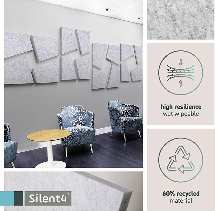 Produktbild Silent4 Schallabsorber Wand-Set Little16, Hellgrau (16 Stk.)