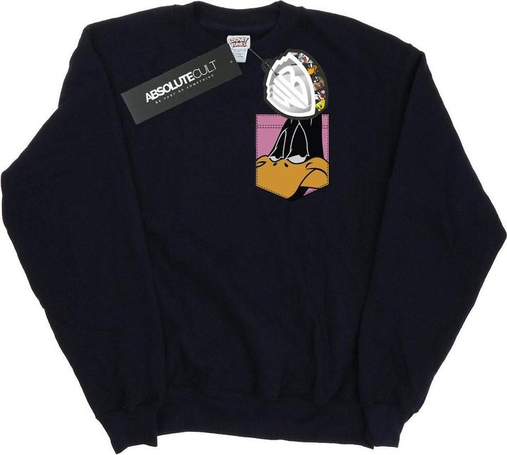 Produktbild Looney Tunes Daffy Duck Face Faux Pocket Sweatshirt (S)
