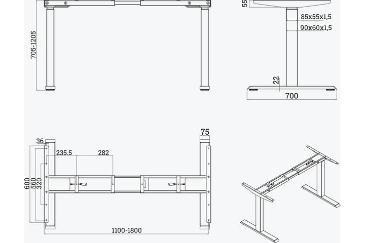 Image du produit OK-Line Syst+AMMAqA-me de bureau +AMMAqQ-lectronique r+AMMAqQ-glable en hauteur TRD 120