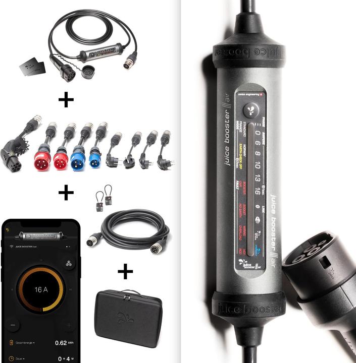 Produktbild Juice Technology Juice Booster 3 air Master Traveller Set (Typ 2, 11 kW, 16 A, CEE 7/7, CEE 16, Typ 13, CEE 32)