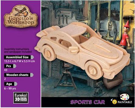 Actual product image Eureka! Gepetto's Workshop Wooden Construction Kit 3D - Sports Car