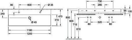 Produktbild Villeroy & Boch V&B Waschtisch MEMENTO 2.0 1200x470mm m ÜL f 2x 1-L Armaturen we (470 mm, 1200 mm)