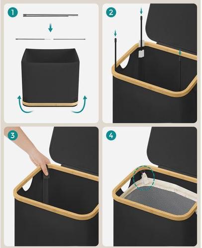 Image du produit Songmics Panier à linge 90 l, noir (90 l)