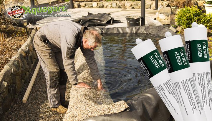 Produktbild Aquagart 2 x Kleber Ufermatte Steinfolie Böschungsmatte für die Teichfolie 290 ml weiss