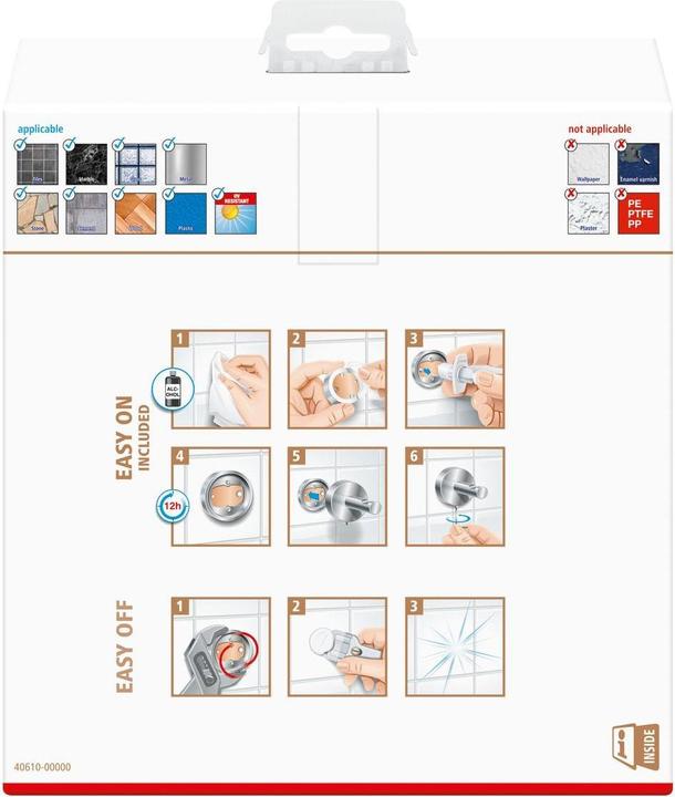 Productafbeelding tesa VISIOON make-upspiegel met 3x vergroting - Spiegel voor wandmontage zonder boren, zilver