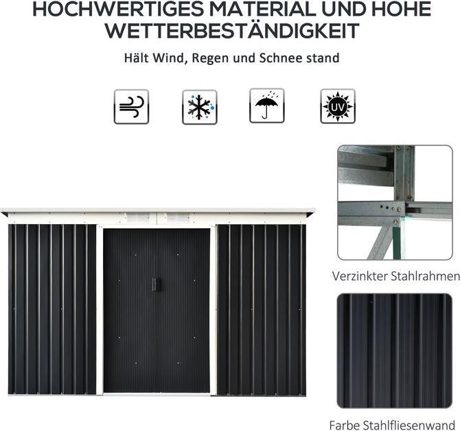 Actual product image Swisshandel24 Garden shed, garden shed, tool shed with sliding door, ventilation window, mono-pitch roof