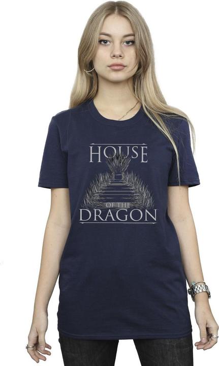 Actual product image Game of Thrones Womens/Ladies Throne Text Cotton Boyfriend T-Shirt (L)