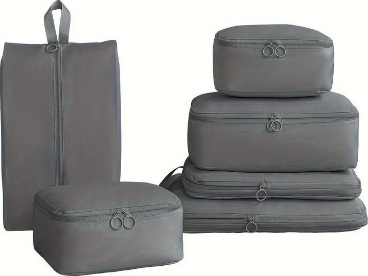 Produktbild Only-Bags.Store 6-teiliges Set eleganter Polyester-Packwürfel, komprimierbare Reiseorganisationstaschen für Gepäck