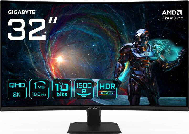 Produktbild Gigabyte Dis 32 GBT GS32QCA QHD 180Hz IPS Curved (2560 x 1440 Pixel, 31.50")