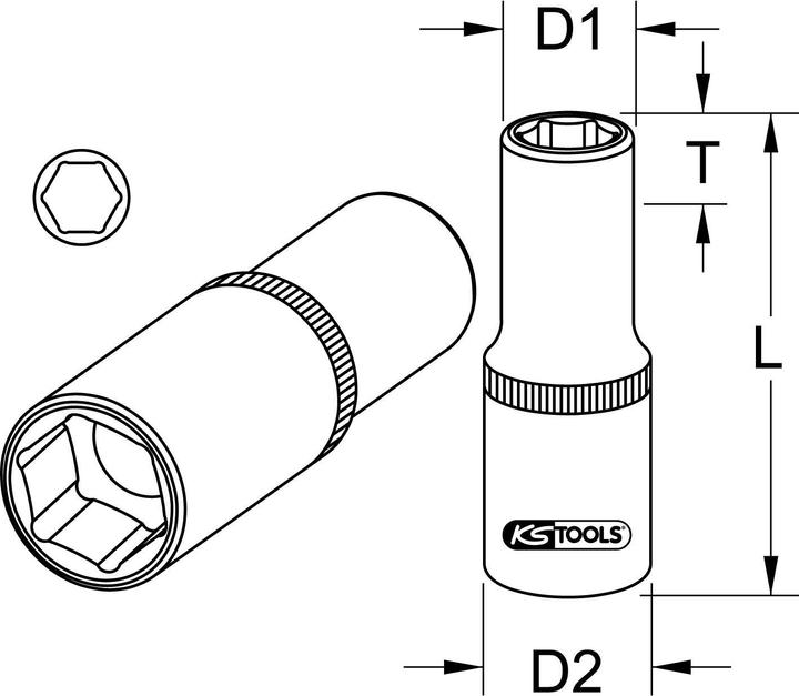 Image du produit KS Tools Douille six pans 1/2" longue (7/8")