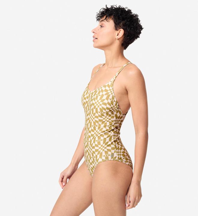 Produktbild Nabaiji Badeanzug Damen - Lila Psychodam olivgrün (XL)