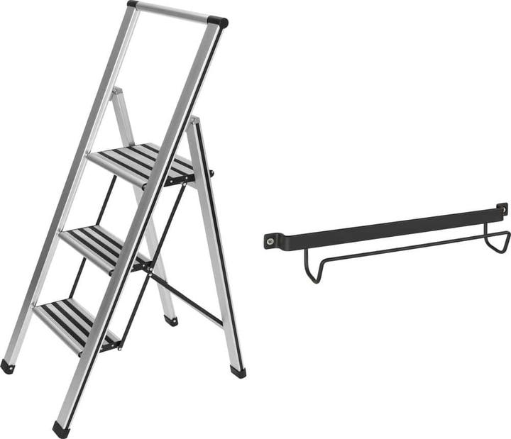 Productafbeelding Wenko Opvouwbaar opstapje zilver 3 treden, H: 119,0 cm (Inklapbare trede, 44 cm)
