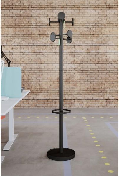 Productafbeelding Alba Kapstok PMSTAN3 N, 8 haken, zwart met 8 zwarte jashaken van kunststof, met 2 abn
