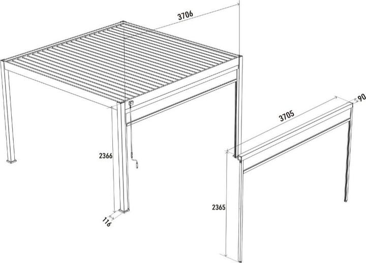 Actual product image Weide Sonnenrollo für Pergola 4.00m Sand (9 cm, 370.50 cm)