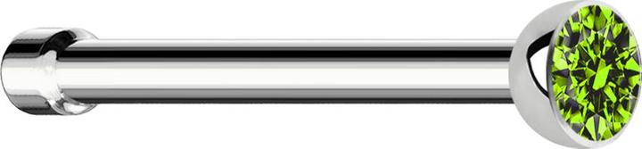 Produktbild Star Piercing Nasenstecker gerade silber mit Kristall hellgrün (Chirurgenstahl 316L, ohne Messing)