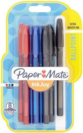 Actual product image Paper Mate ballpoint pen InkJoy 100 cap M S/B/R/G (Red, Blue, Black, 8 x)