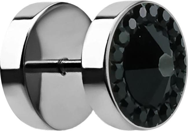 Produktbild Star Piercing Fake Plug mit kleinen und grossem Swarovski Kristall schwarz (ohne Messing, Chirurgenstahl 316L)