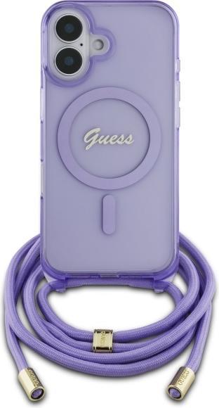Immagine prodotto Guess GUHMP16SHCTSGNSU iPhone 16 6.1" fioletowy/viola custodia rigida Crossbody Cord Script MagSafe