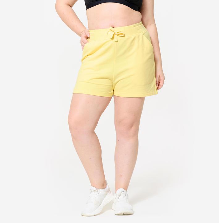 Domyos Shorts Damen mit Tasche - pastellgelb