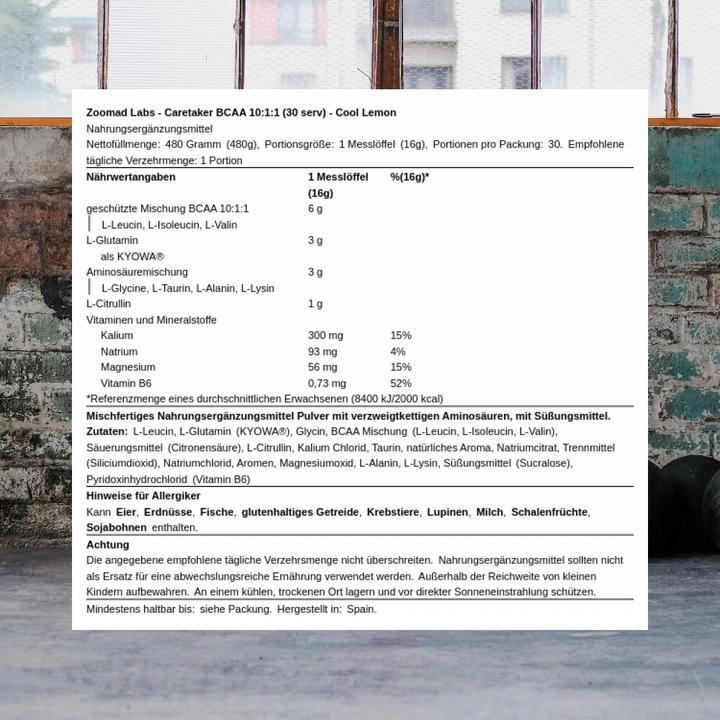 Immagine prodotto Zoomad Labs Caretaker BCAA 10:1:1 (Limone cool, 1 pz., 612 g)