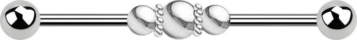 Produktbild Chaotic Trading Barbell silber zwei Kugeln drei Kugeln mit Kugelband (ohne Messing, Chirurgenstahl 316L)