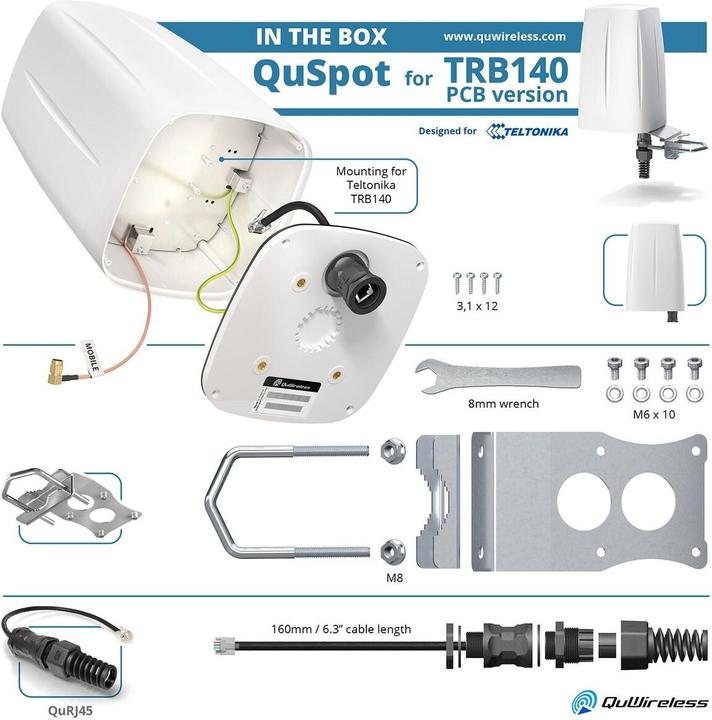 Actual product image Quwireless QuSpot for TRB140 with housing (Antenna adapter)